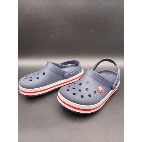 CROCS Other - Crocs Kids Classic Clogs Navy Red White Slip On Shoes Youth Sandals size 11